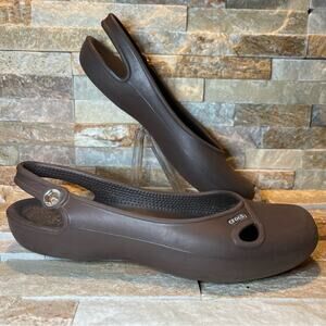 Crocs Olivia Jeweled Slingback Brown Ballet Shoes Women’s Size 9